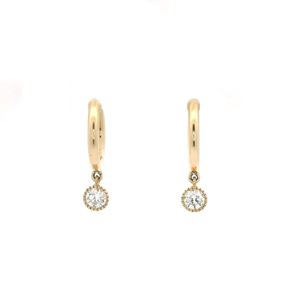 0.30ct Round Diamond Drop Hoop Earrings