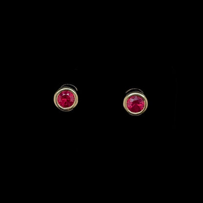 18ct Yellow Gold 0.46ct Round Ruby Solitaire Earrings