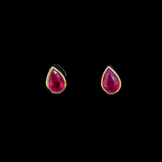 0.70ct Pear Cut Ruby Solitaire Earrings