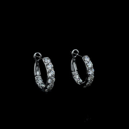 1.37ct Round Diamond Hoop Earrings