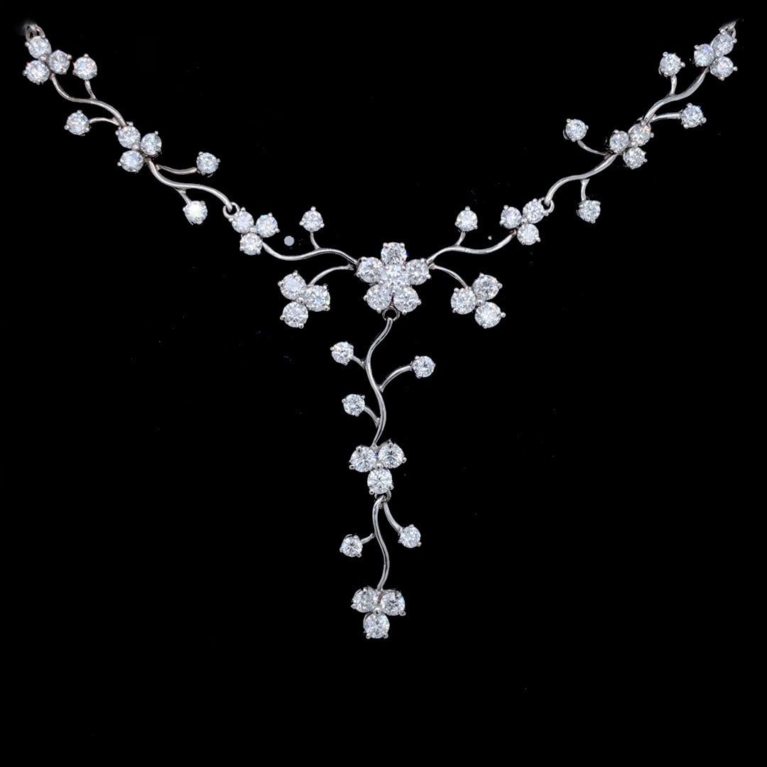 4.02ct Diamond Set Floral Necklace