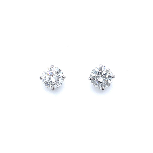2.10ct Certified Round Diamond Solitaire Stud Earrings
