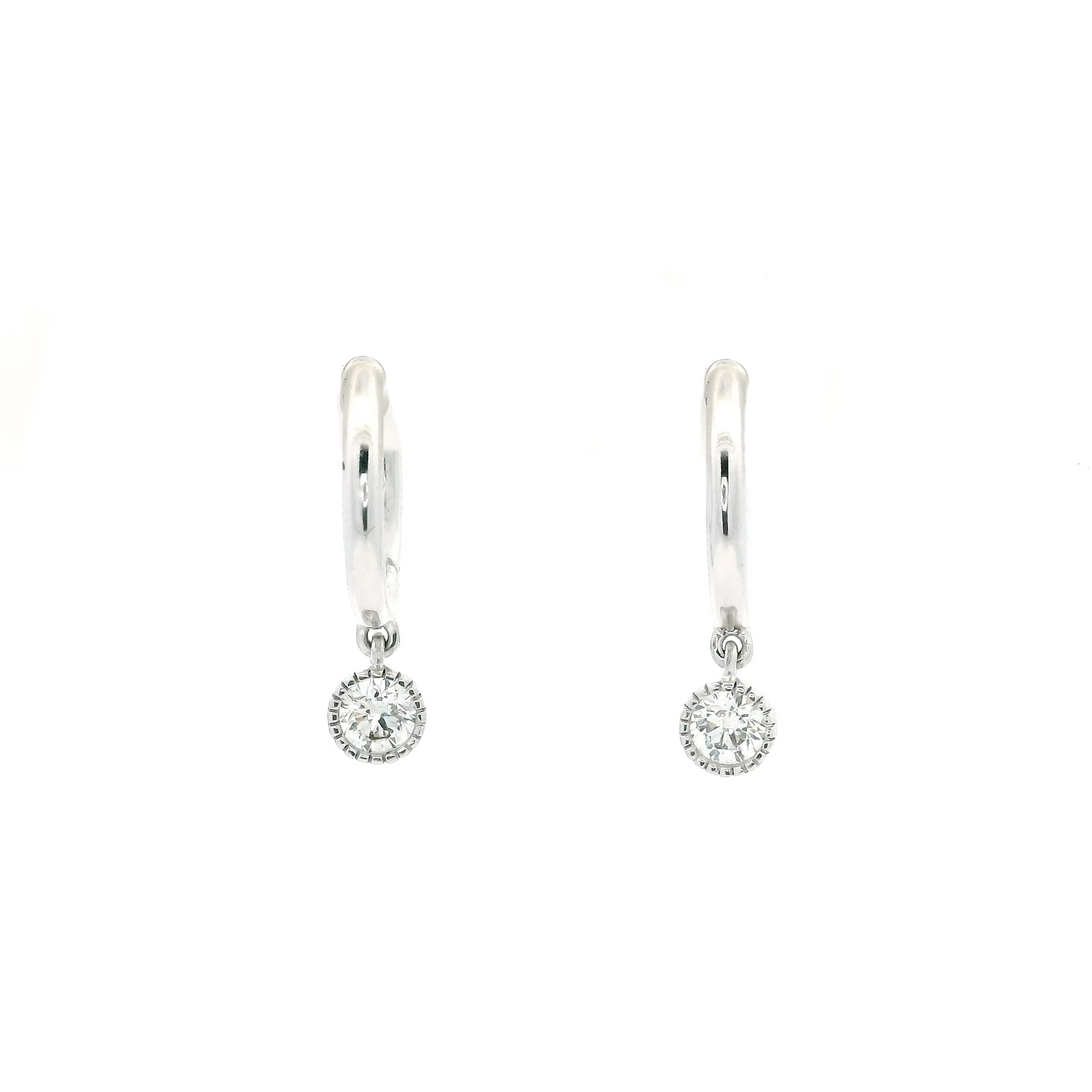 0.30ct Round Diamond Drop Hoop Earrings