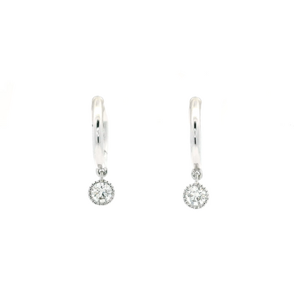 0.30ct Round Diamond Drop Hoop Earrings