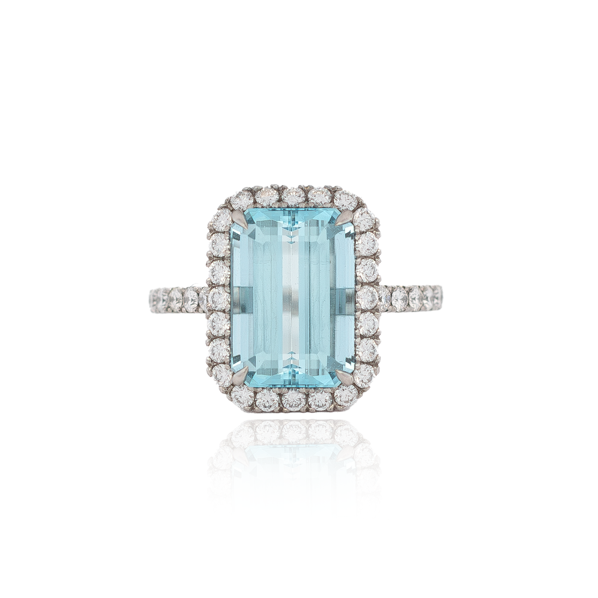 3.70ct Aquamarine and Diamond Cluster Ring