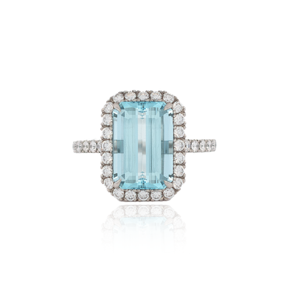 3.70ct Aquamarine and Diamond Cluster Ring