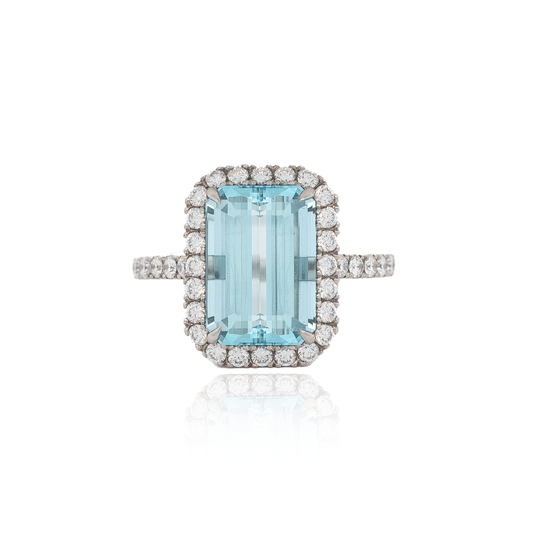 3.70ct Aquamarine and Diamond Cluster Ring