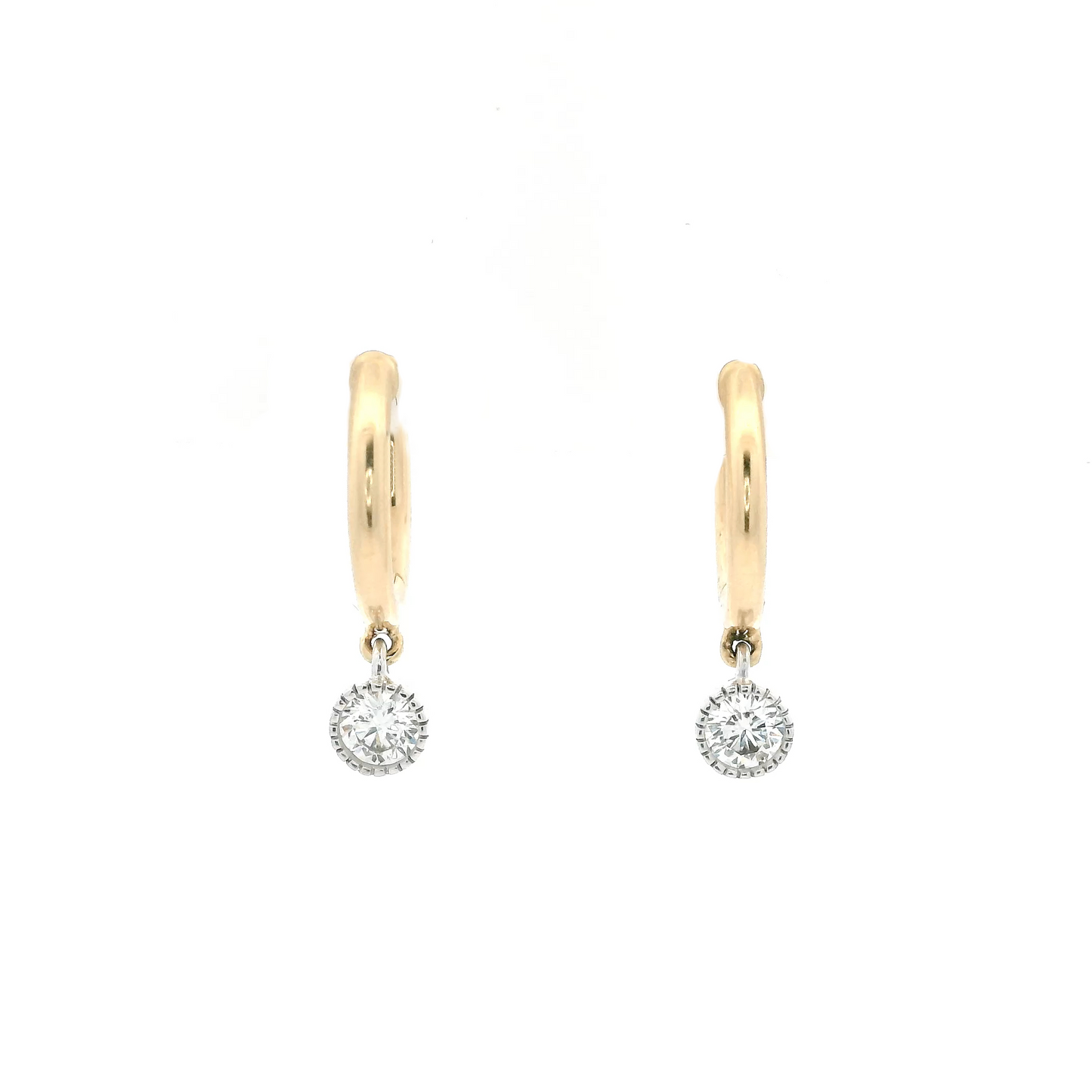 0.30ct Round Diamond Drop Hoop Earrings