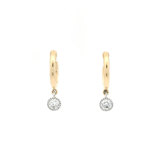 0.30ct Round Diamond Drop Hoop Earrings