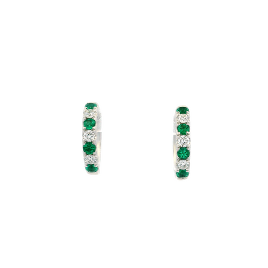 0.32ct Round Emerald And Diamond Hoops