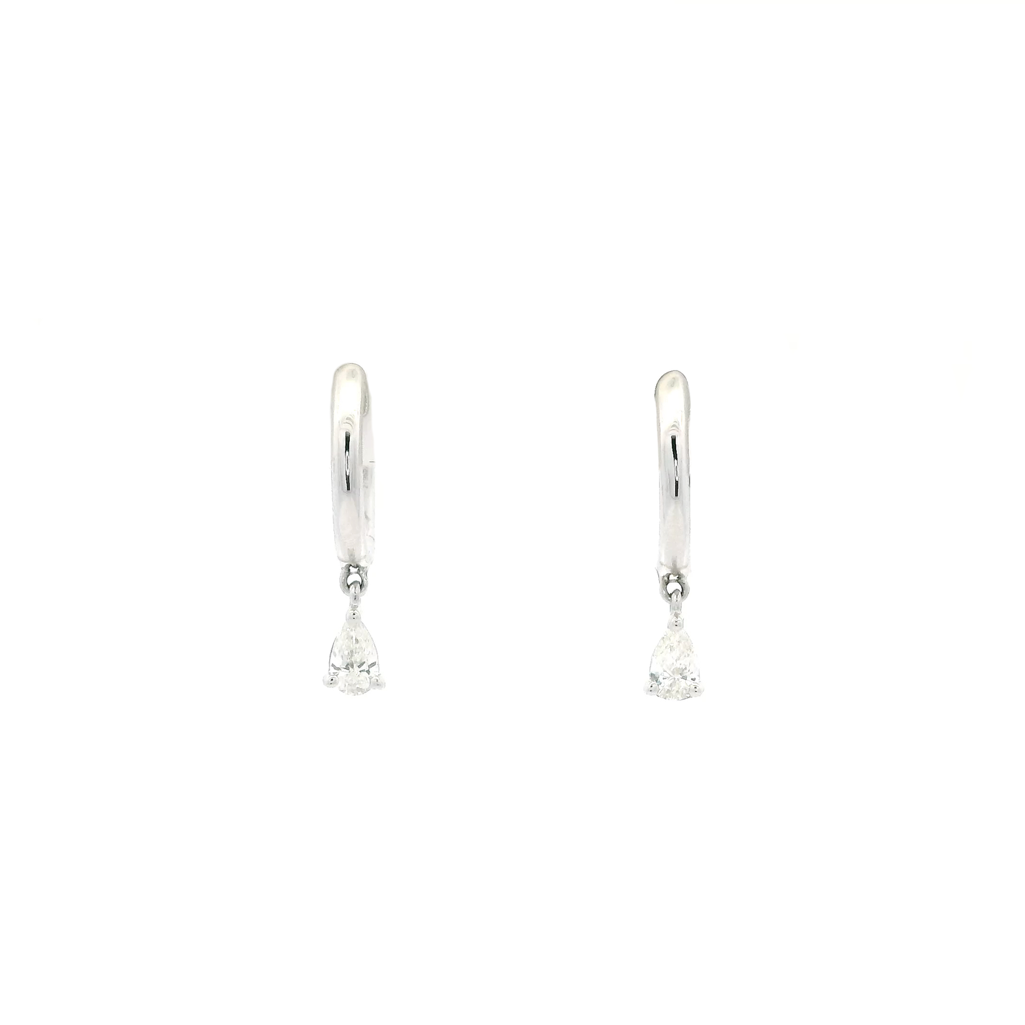 0.17ct Pear Cut Diamond Drop Hoop Earrings