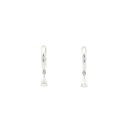 0.17ct Pear Cut Diamond Drop Hoop Earrings