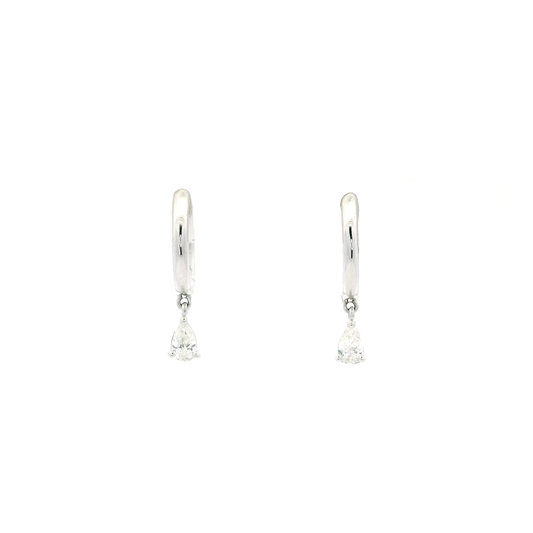 0.17ct Pear Cut Diamond Drop Hoop Earrings