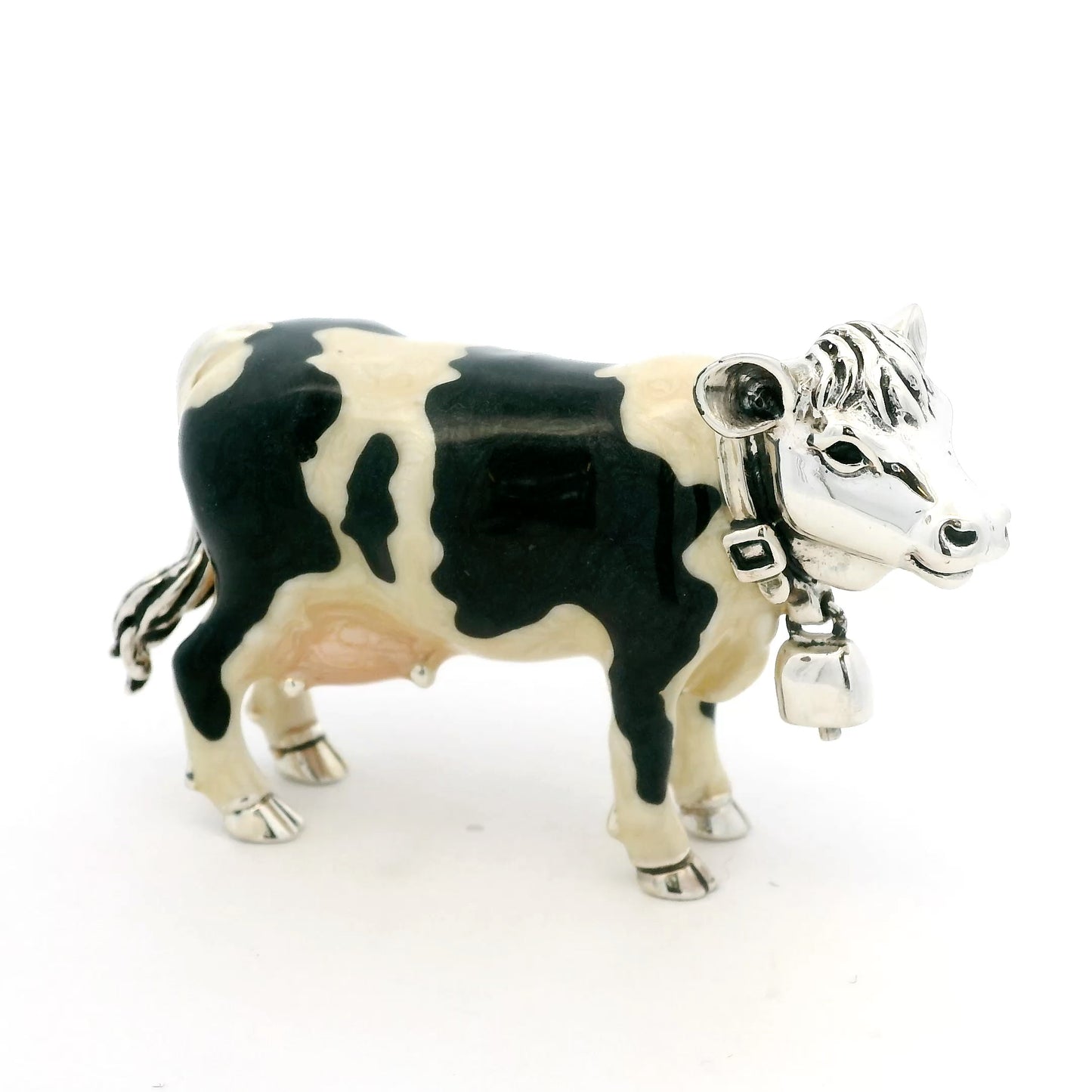 Silver And Enamel Cow