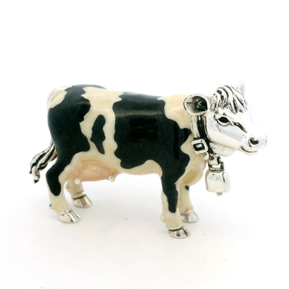 Silver And Enamel Cow