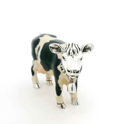 Silver And Enamel Cow