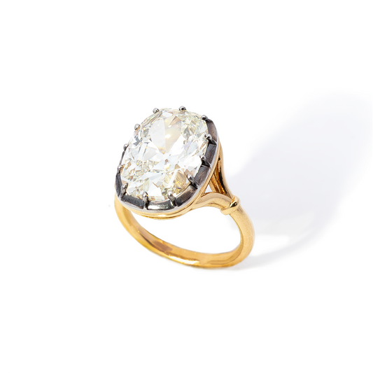 8.17ct Old Mine Cut Diamond Georgian Style Solitaire Ring