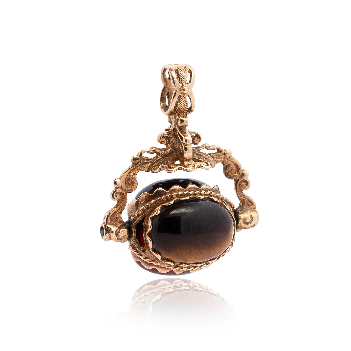 Triple spinner fob | Agate, Carnelian and Tigers eye