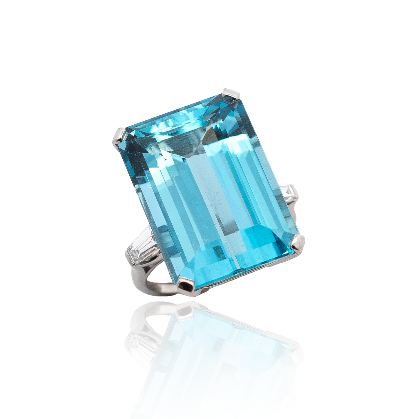 42.35ct Emerald Cut Aquamarine Dress Ring