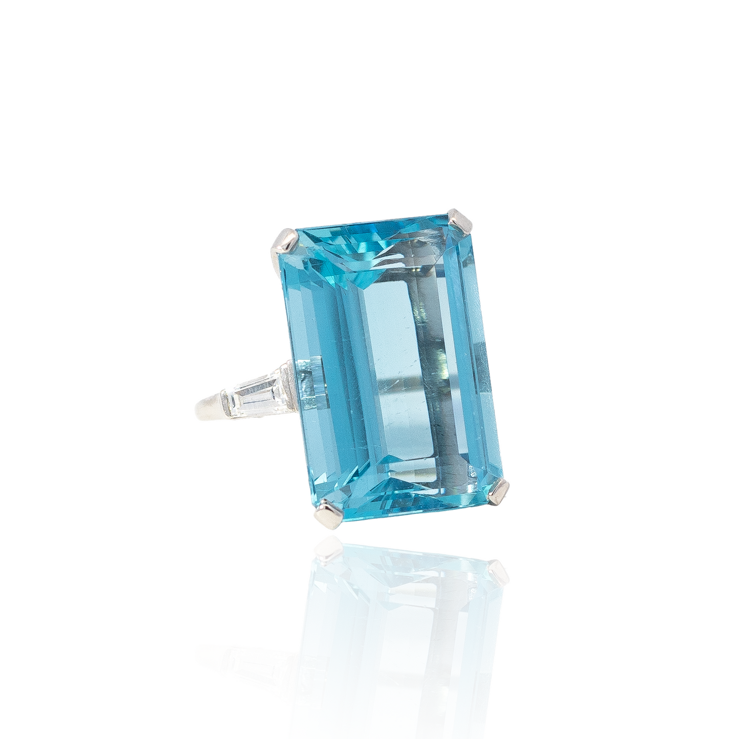 42.35ct Emerald Cut Aquamarine Dress Ring