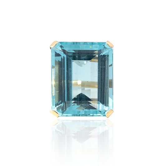 35.50ct Emerald Cut Aquamarine Cocktail Ring