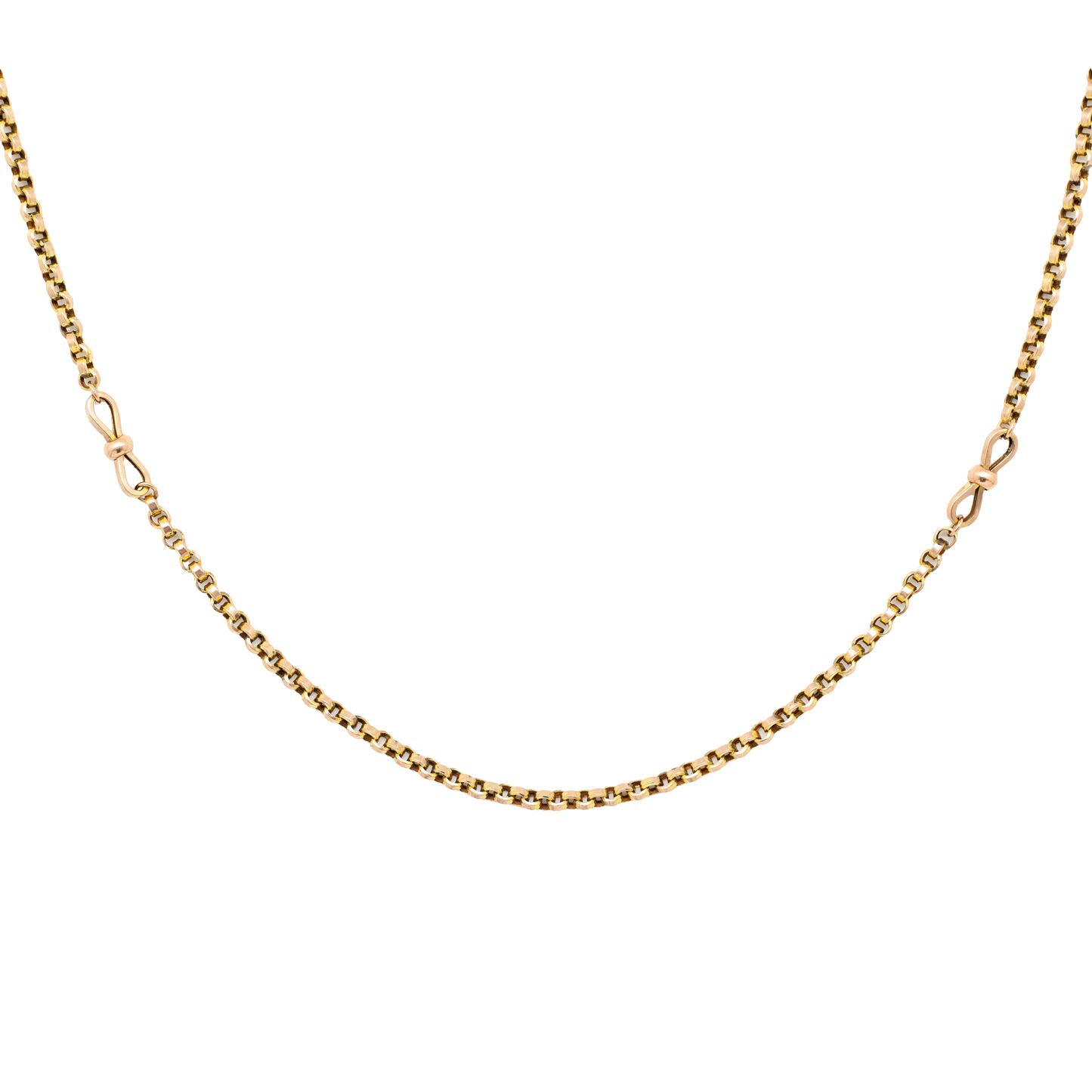 Antique 9ct Rose Gold Belcher Chain Bow Motif 24"