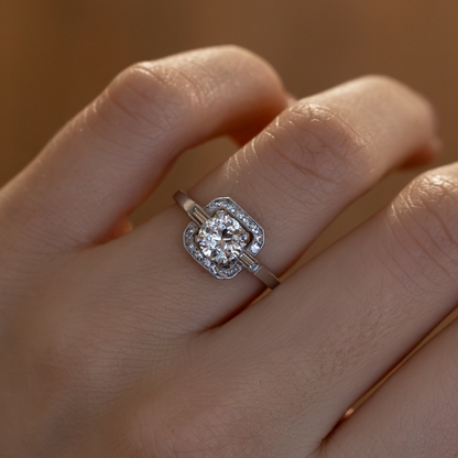0.75ct Old Cut Diamond Cluster Ring