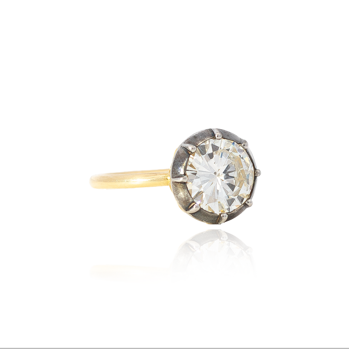 2.44ct Round Diamond Georgian Style Solitaire Ring