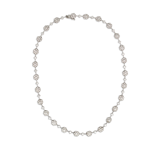 6.75ct Diamond Flower Clusters Necklace