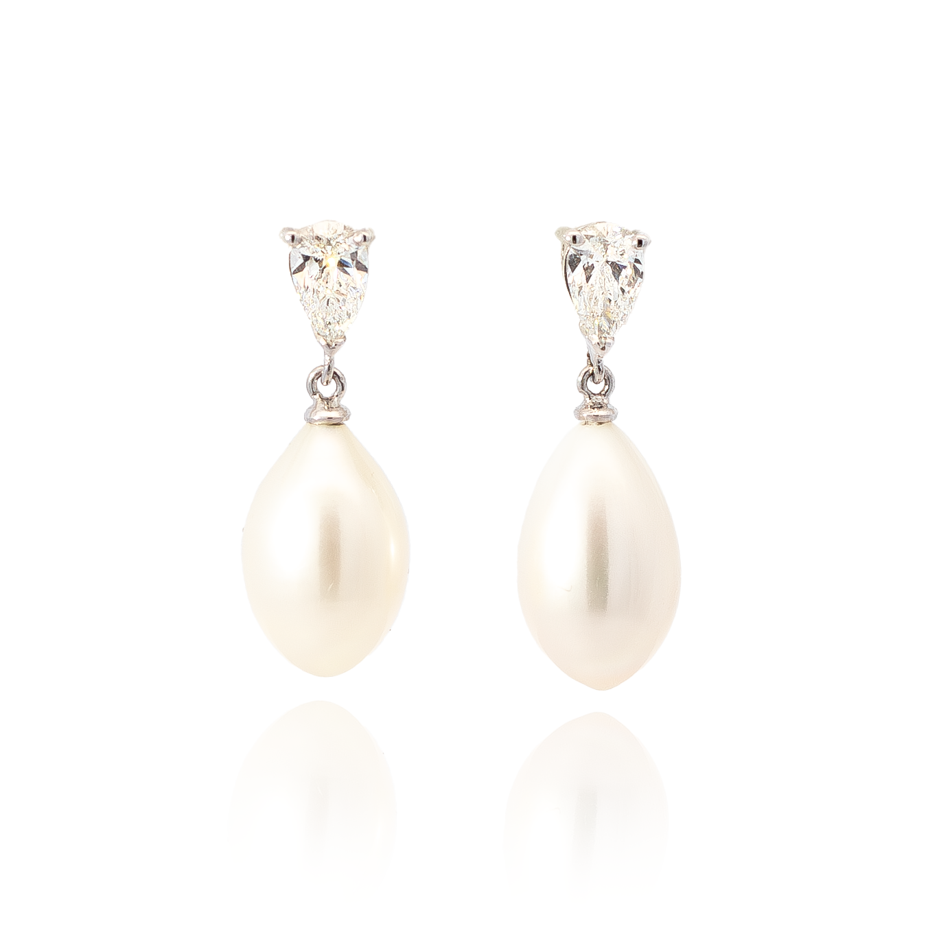Pear On Pear Pearl And Diamond 1.00ct Drop Earrings