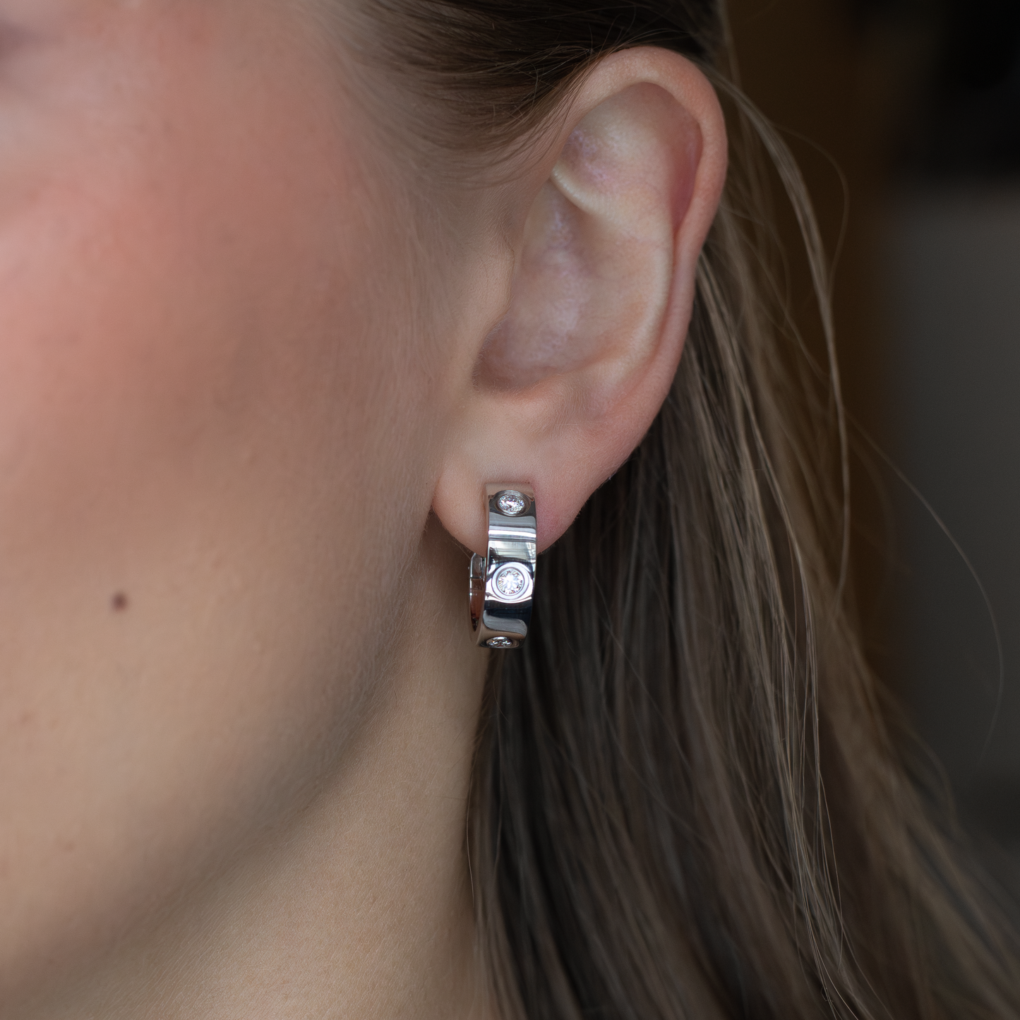 Cartier White Gold And Diamond Love Hoop Earrings