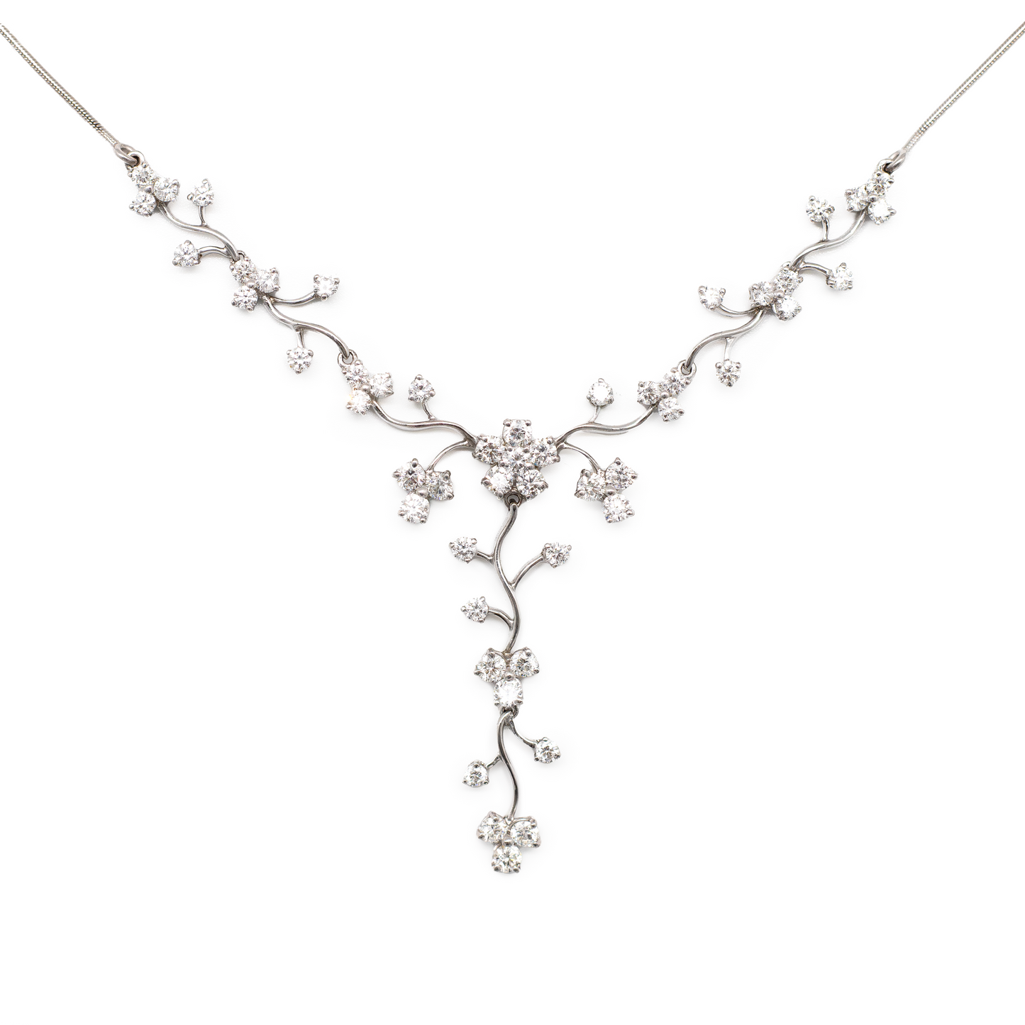 4.02ct Diamond Set Floral Necklace