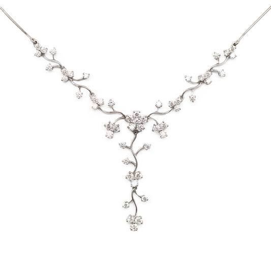4.02ct Diamond Set Floral Necklace
