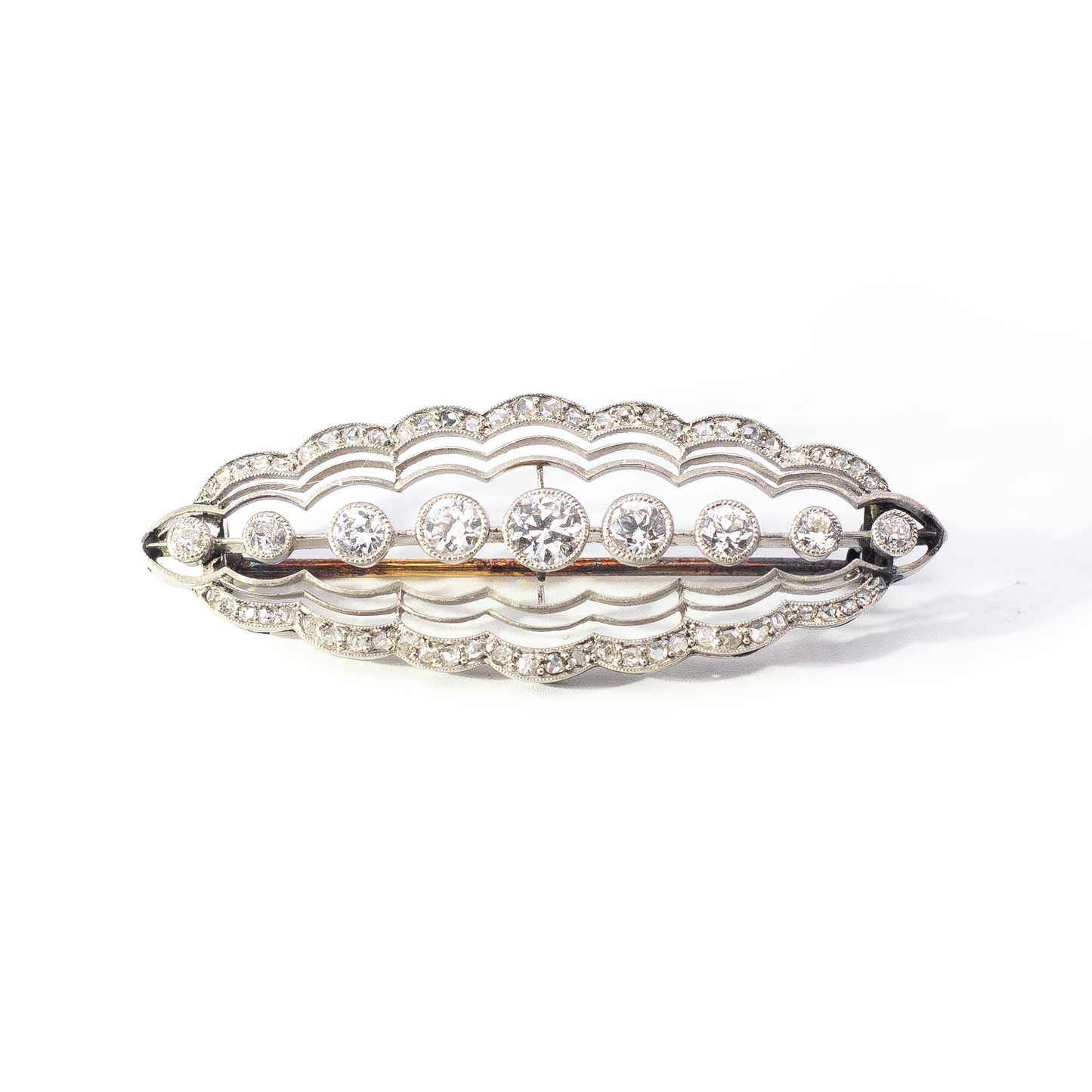 Art Deco Old Cut Diamond Fancy Bar Brooch