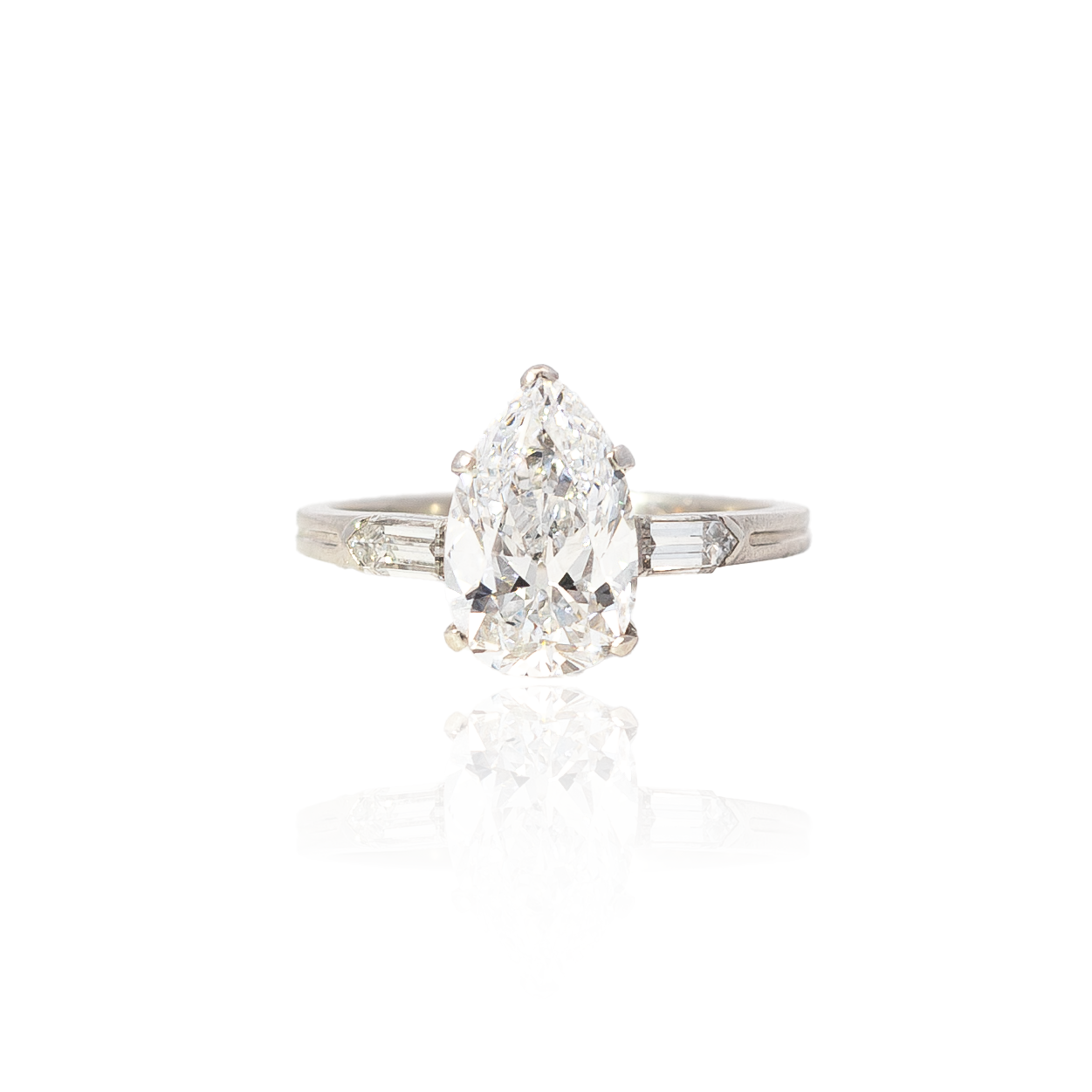 2.36ct Old Pear Cut Diamond Art Deco Ring by Tiffany & Co.