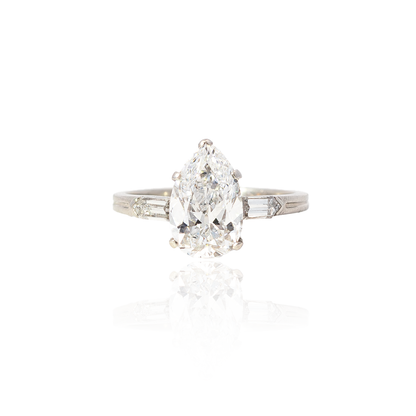 2.36ct Old Pear Cut Diamond Art Deco Ring by Tiffany & Co.