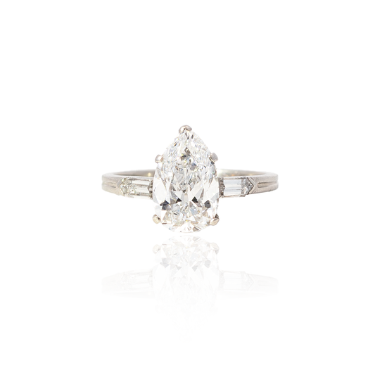 2.36ct Old Pear Cut Diamond Art Deco Ring by Tiffany & Co.