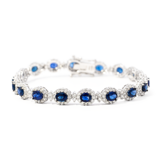 8.12ct Oval Sapphire And Diamond Clusters Bracelet