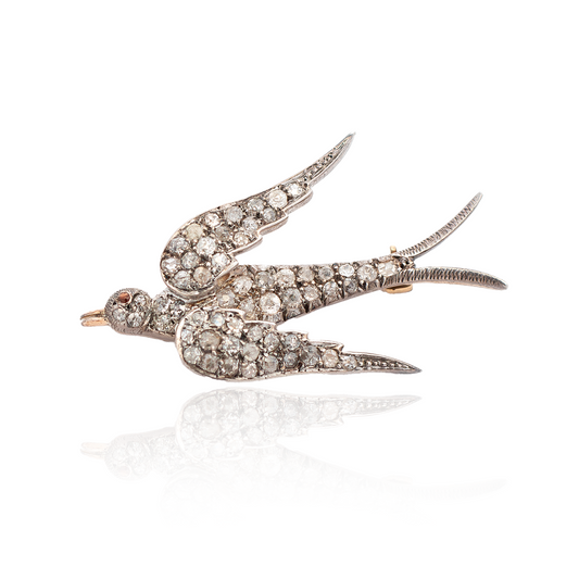 Diamond Swallow Brooch | Ruby eye