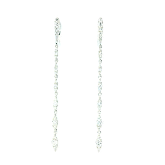 0.72ct Diamond Set Marquise Shape Line Drop Earrings