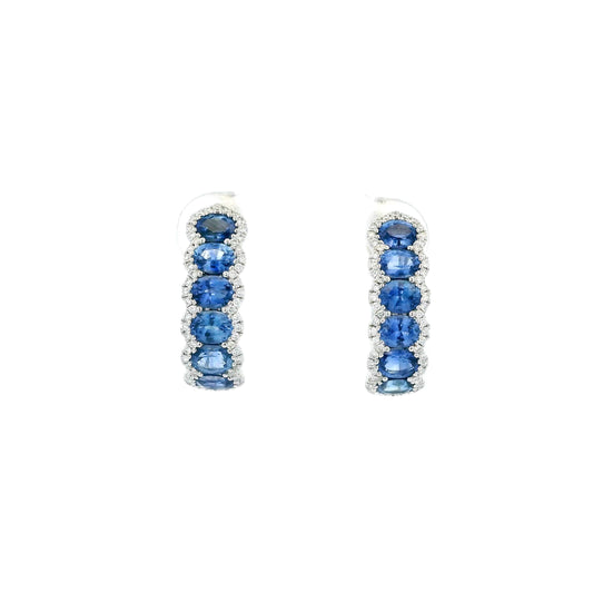 2.43ct Oval Sapphire And Diamond Cluster Hoops