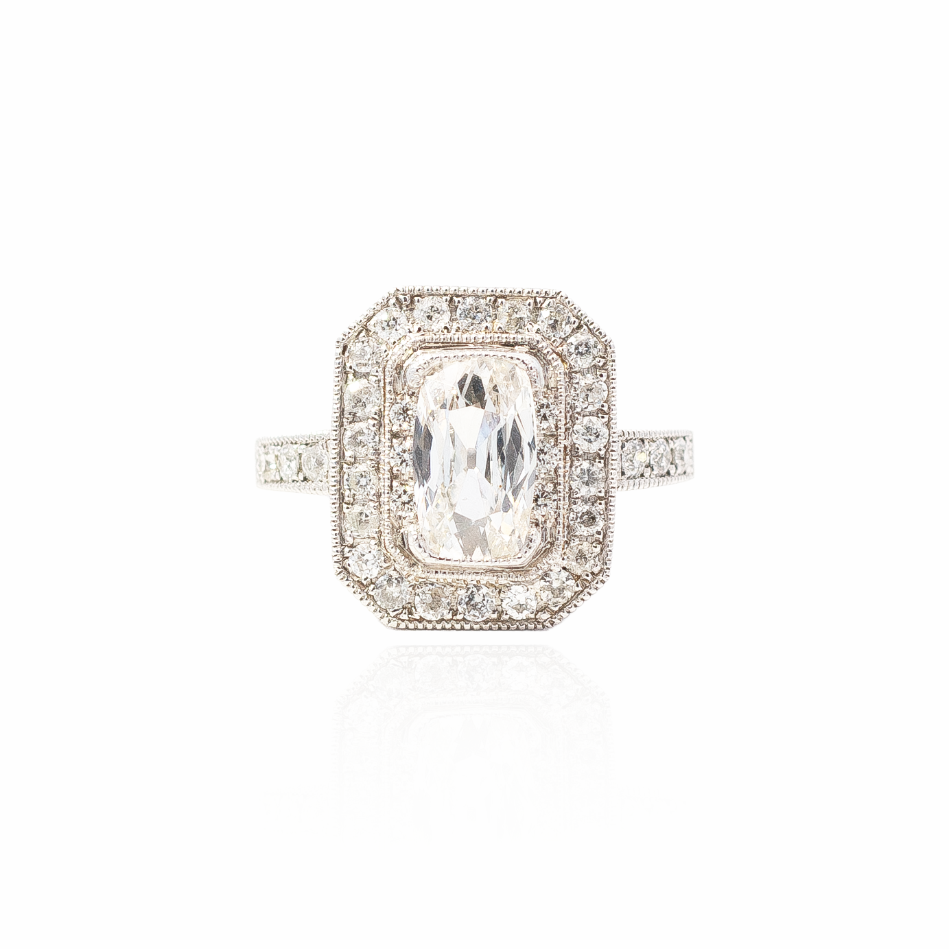 0.74ct Elongated Cushion Diamond Art Deco Style Dress Ring