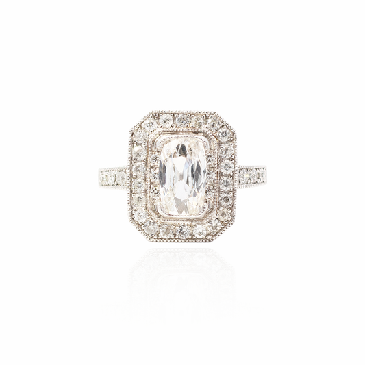 0.74ct Elongated Cushion Diamond Art Deco Style Dress Ring