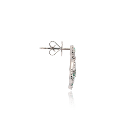 0.52ct Emerald and Diamond Peacock Style Drop Earrings