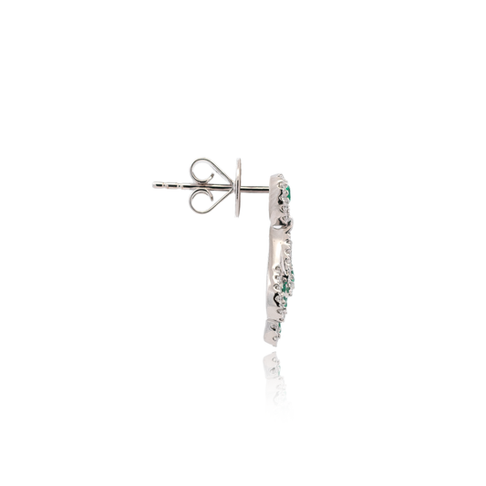 0.52ct Emerald and Diamond Peacock Style Drop Earrings