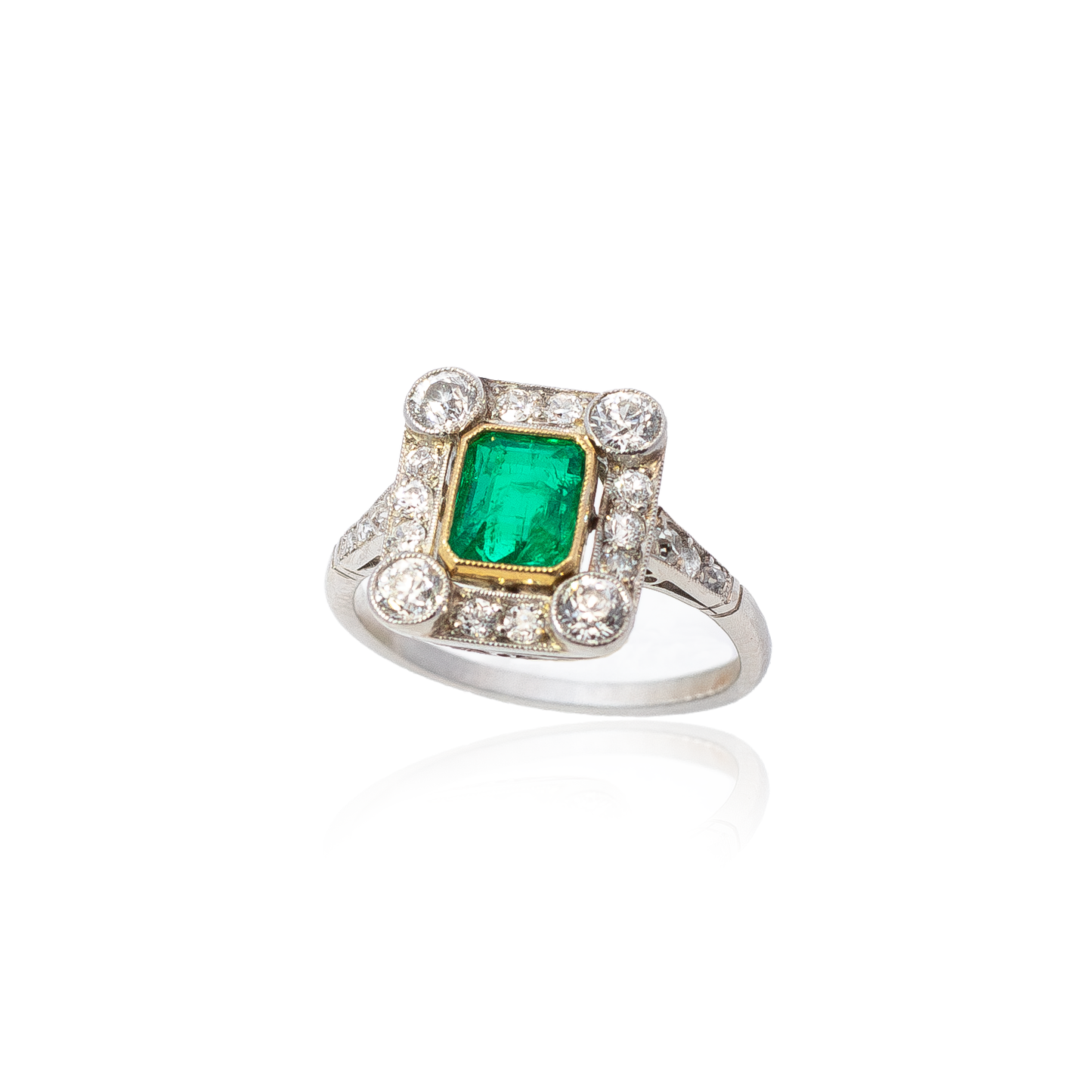1.14ct Emerald Framed Cluster Ring