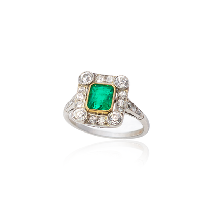 1.14ct Emerald Framed Cluster Ring