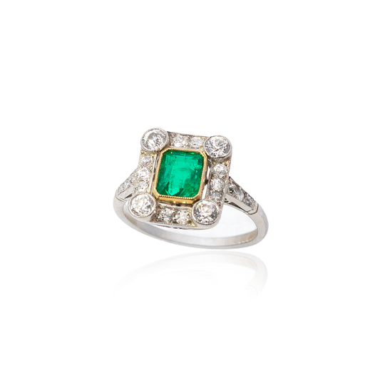 1.14ct Emerald Framed Cluster Ring