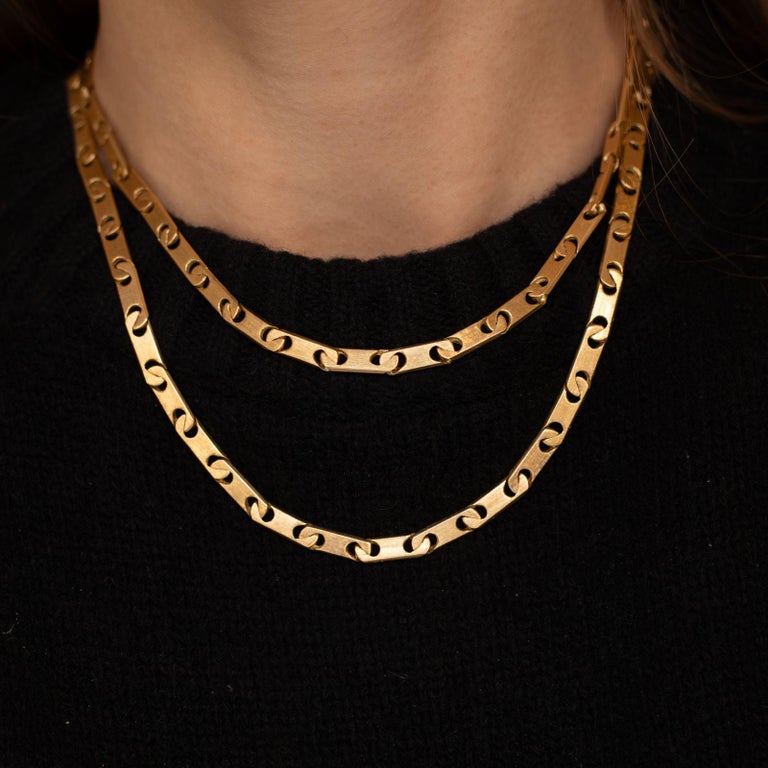 Buccellati Yellow Gold Satin Finish Long Chain Necklace