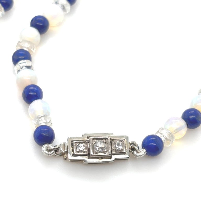 Opal, Lapis and Rock Crystal Bead Necklace